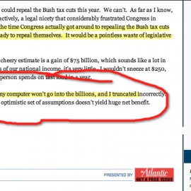 Megan McArdle Queefs On Archimedes: Blames Calculator For "Truncating" Her Retarded Misunderestimate Of Bush Tax Cuts For Rich...McArdle, Atlantic Monthly's Business Blogger And Reputed M.B.A., Failed To Push Calculator Buttons Properly, Thereby Underreporting By 90 Percent How Much We Americans Would Gain By Repealing Bush Tax Cuts...Even So, McArdle Concludes: "My Point Still Stands"...A Friendly Word Of Advice To Messrs. Koch And The Rest Of The Free-Market Billionaires: Guys, Seriously, It's Time To Ditch Your Lackey McArdle And Trade Up For A Competent Shill Who At Least Knows How To Push Calculator Buttons...Like, Say, A Chimpanzee... [HT: Hajime]