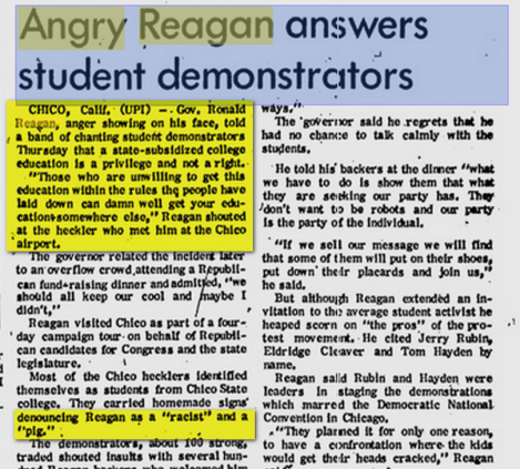 reagan 1968 angry attack bleeding heart students7 reagan 1968 angry attack bleeding heart students7
