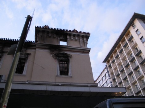 Burned building athens