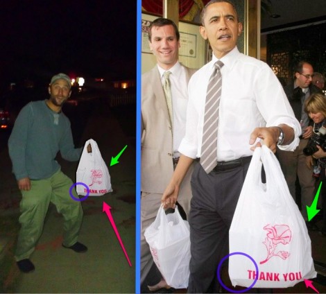 the plastic bag connects it to obama-1