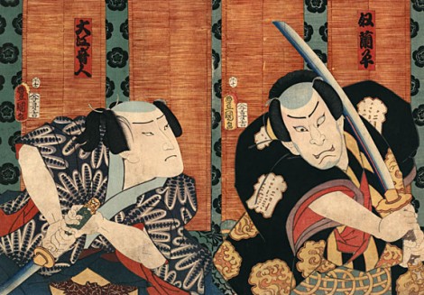 woodblock-print-featuring-2-samurai